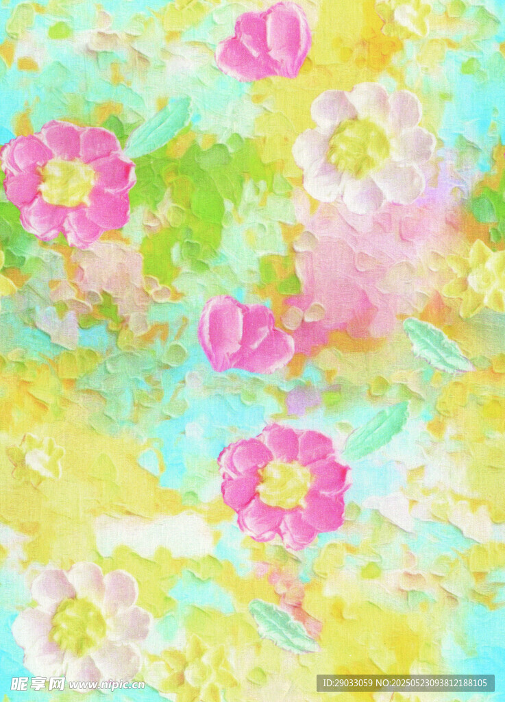 夢幻花卉水彩背景圖