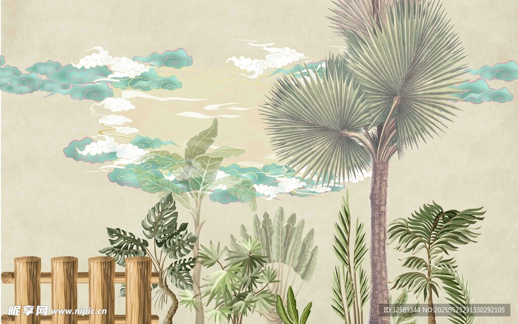 熱帶植物景觀插畫