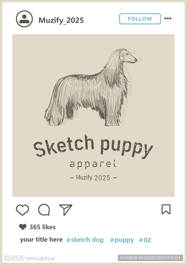阿富汗獵犬 手繪稿