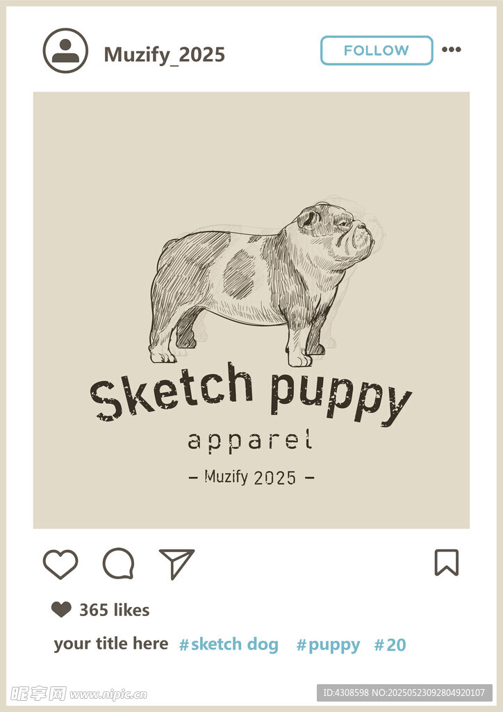 英國斗牛犬 手繪稿