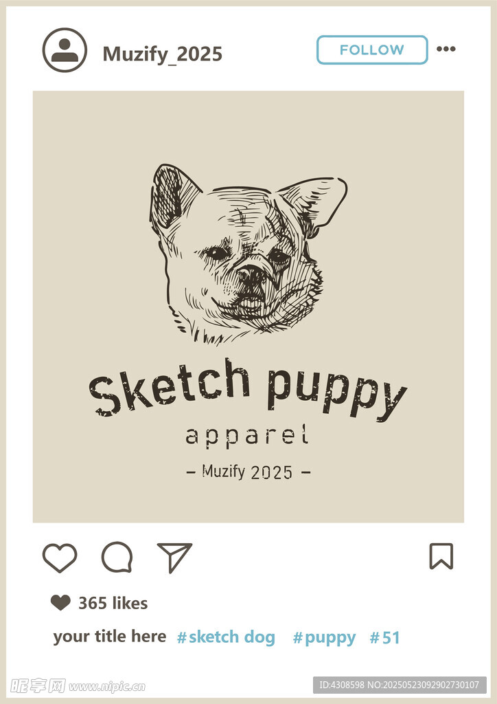 素描小狗頭像