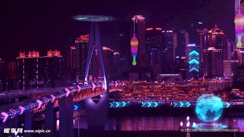霓虹璀璨的都市夜景
