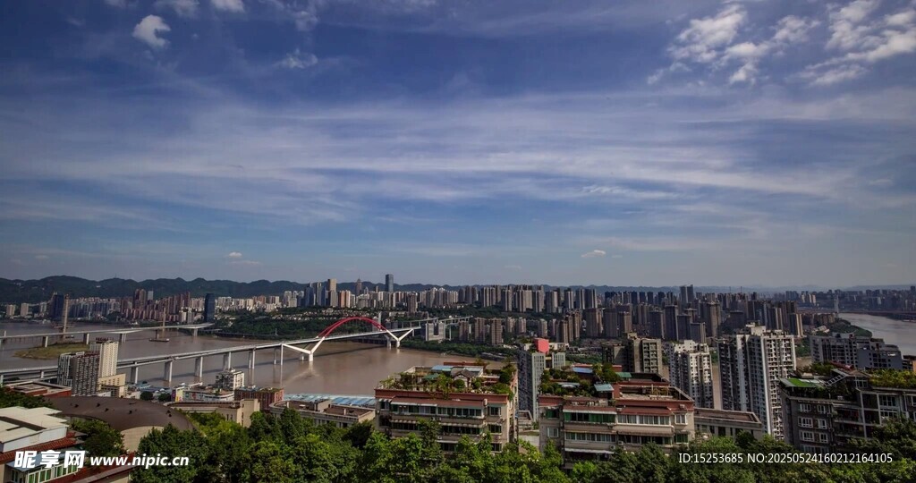 城市全景俯瞰美麗天際線