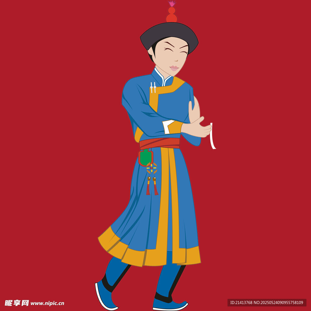 蒙古族男子傳統服飾形象