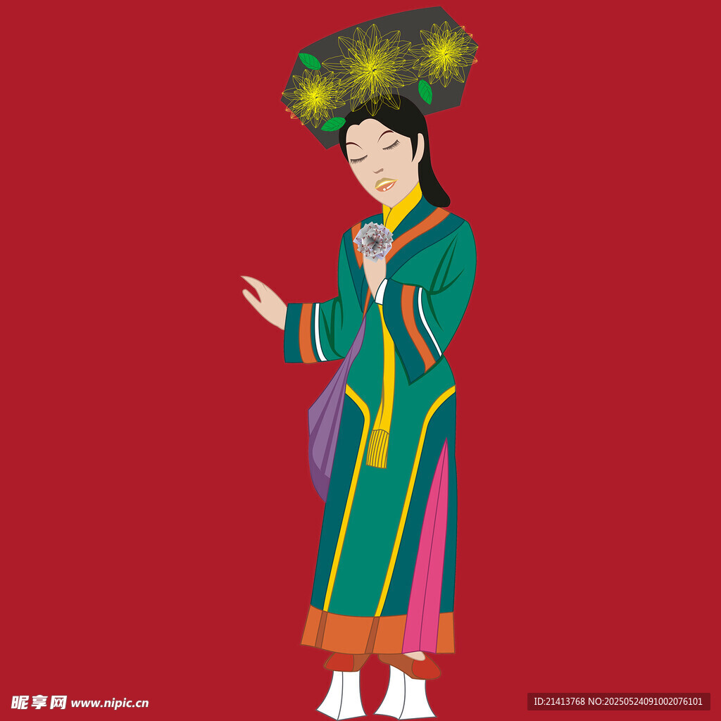 身著傳統(tǒng)服飾的優(yōu)雅女子