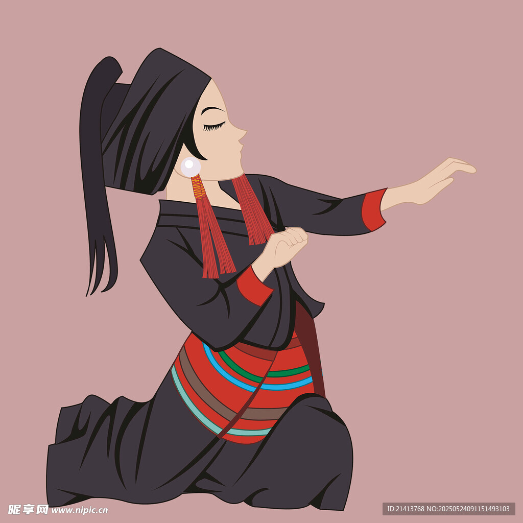少數(shù)民族女子舞蹈姿態(tài)