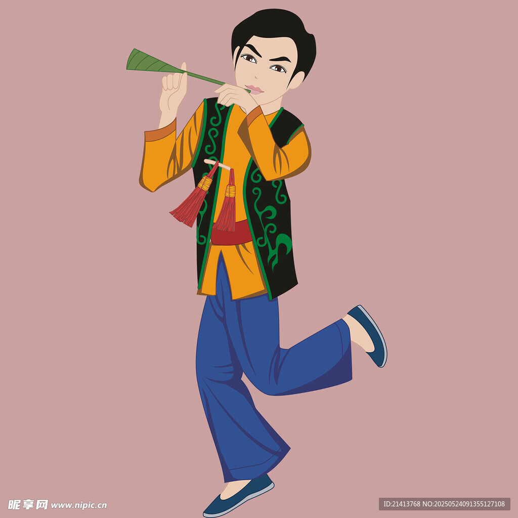 吹嗩吶的活力男子