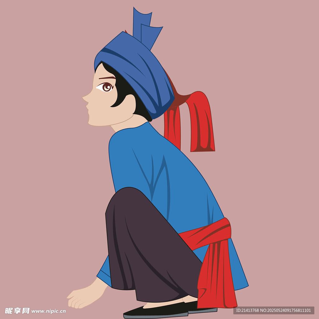少數(shù)民族蹲坐人物形象