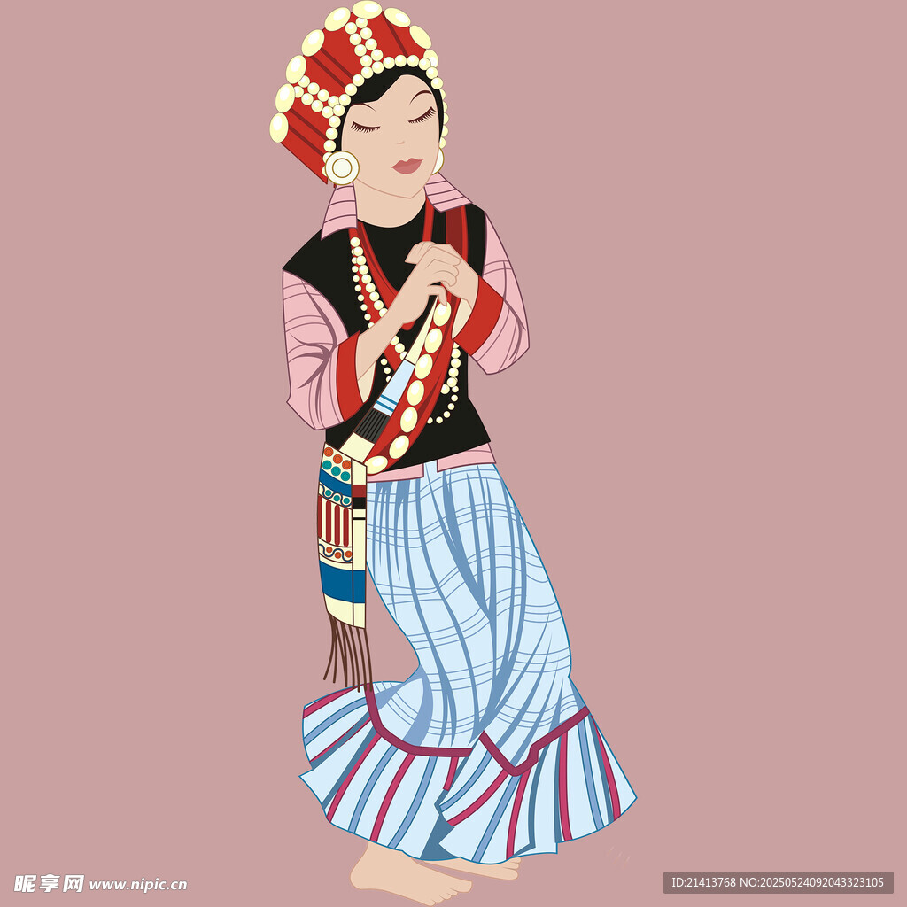 少數民族女孩傳統服飾裝扮