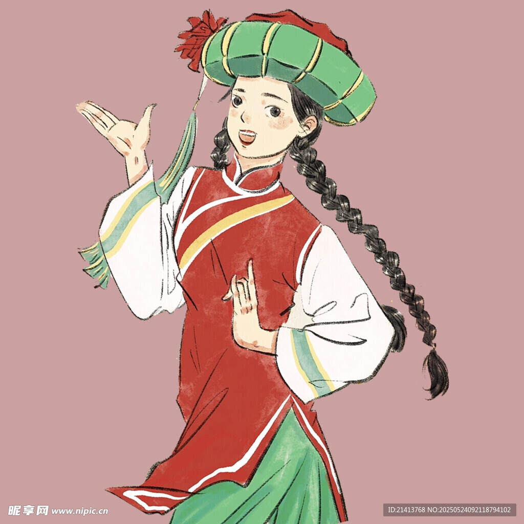 身著民族服飾的俏皮女孩