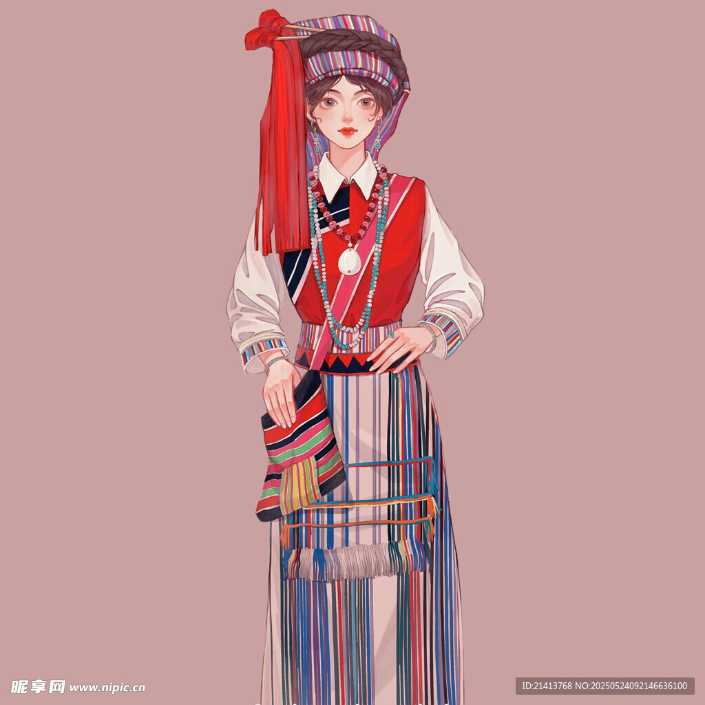 少數(shù)民族少女傳統(tǒng)服飾裝扮
