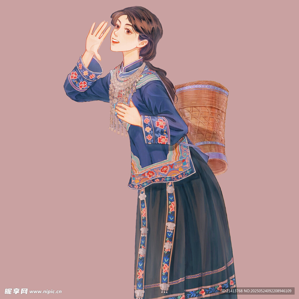 苗族少女背簍裝扮