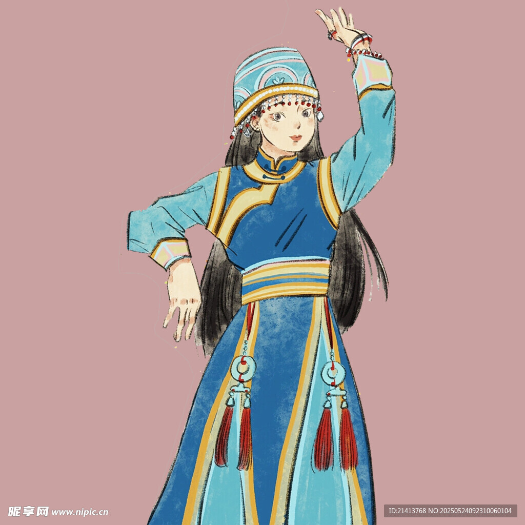 蒙古族服飾少女優雅起舞