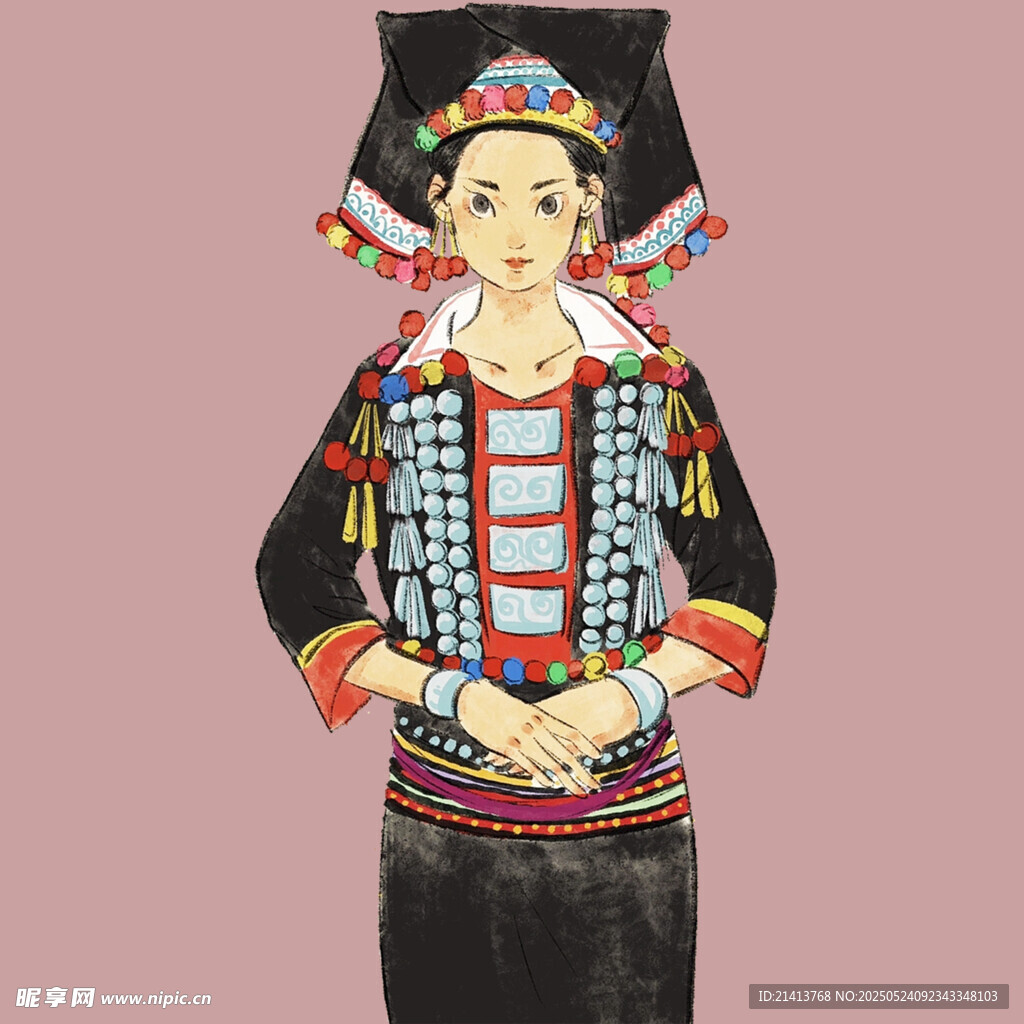 彝族女子傳統(tǒng)服飾形象