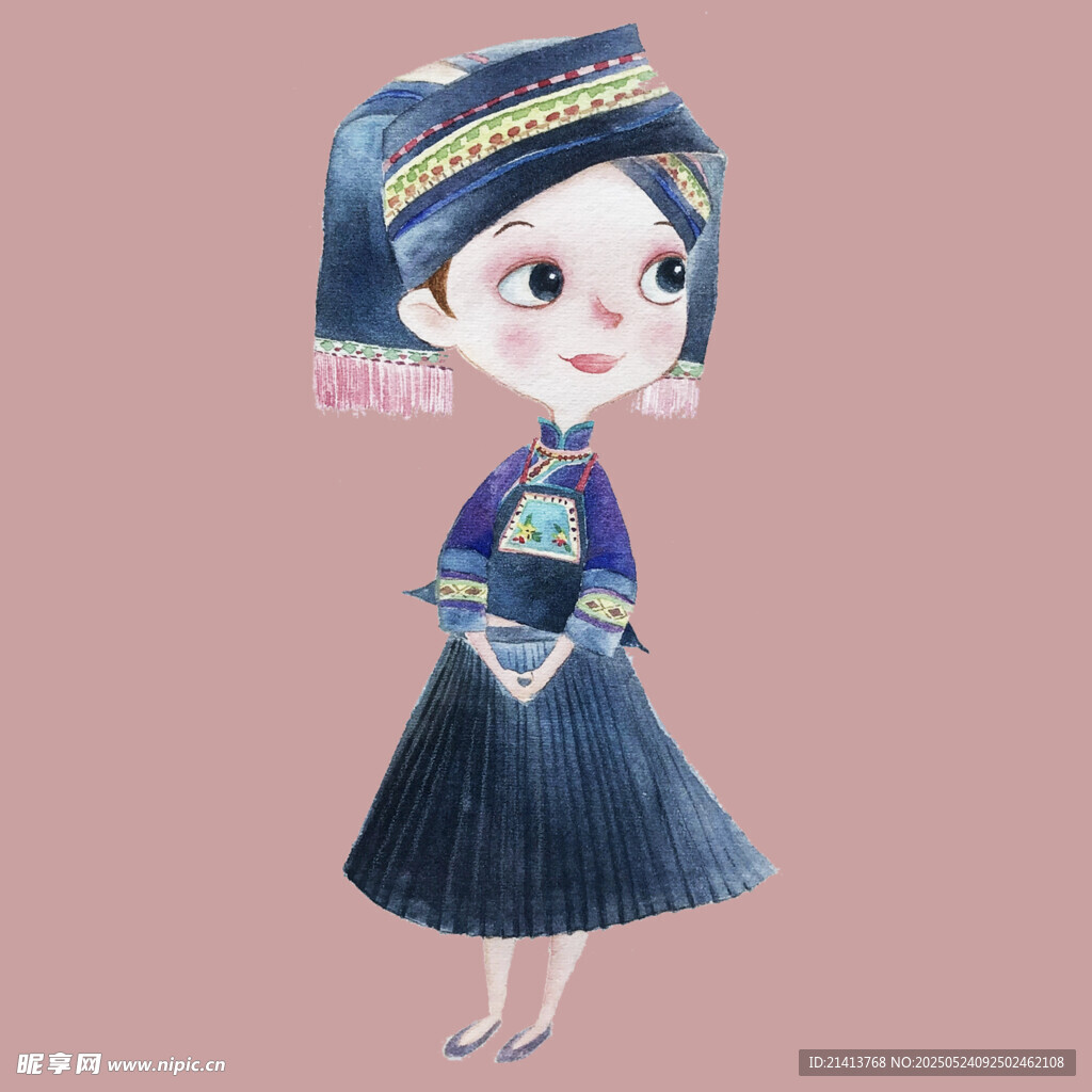 苗族少女插畫形象