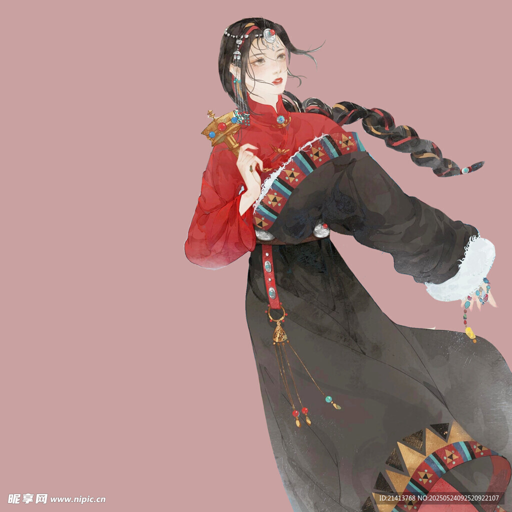 身著民族服飾的優雅女子