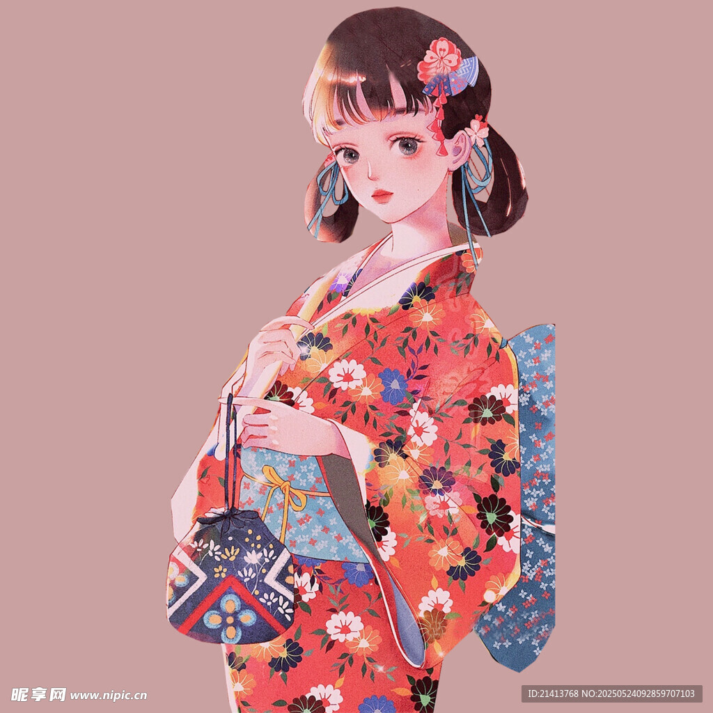 身著和服的優雅少女