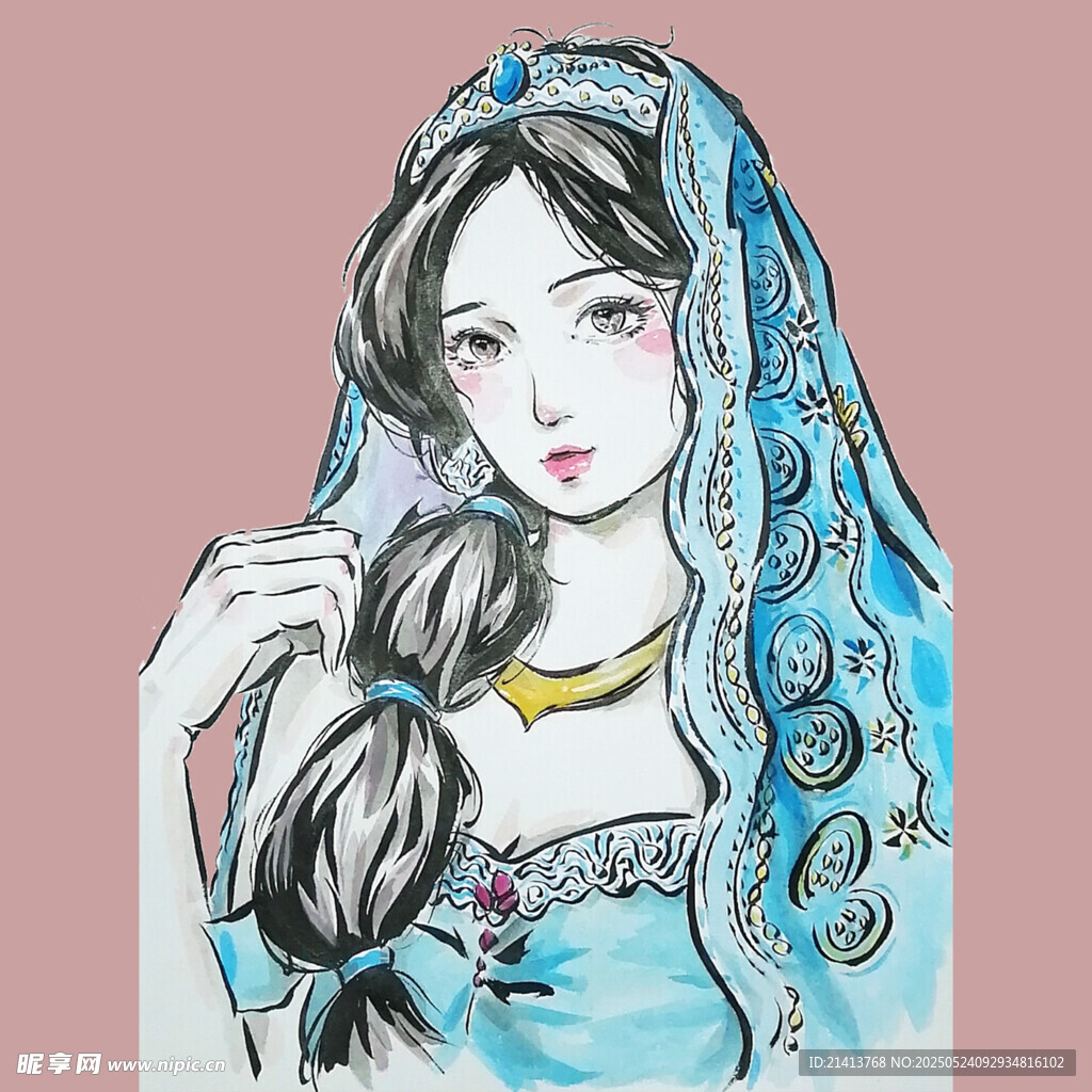 古風藍紗女子優雅造型
