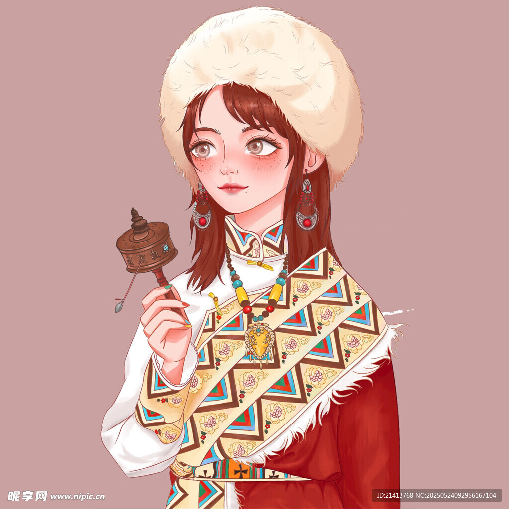 手持樹葉的民族風(fēng)少女