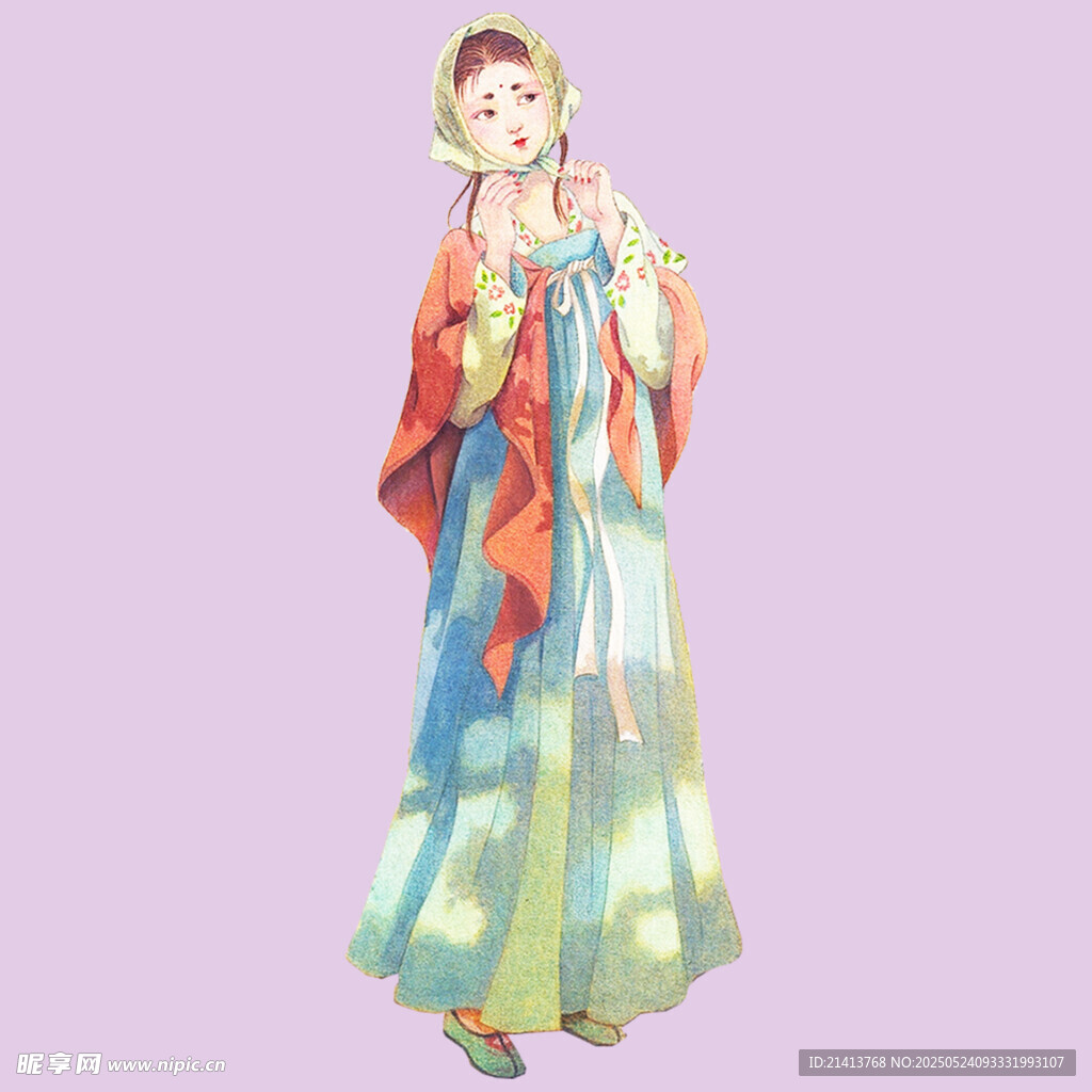 古風女子持物優雅立像