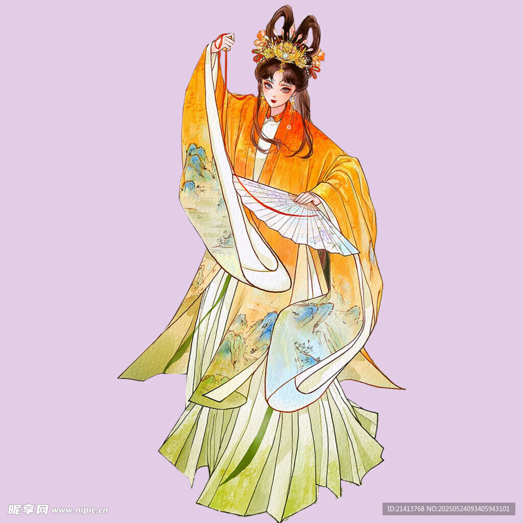 古典戲曲扮相女子起舞