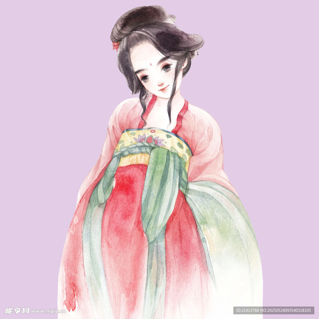 古風漢服女子優雅側立