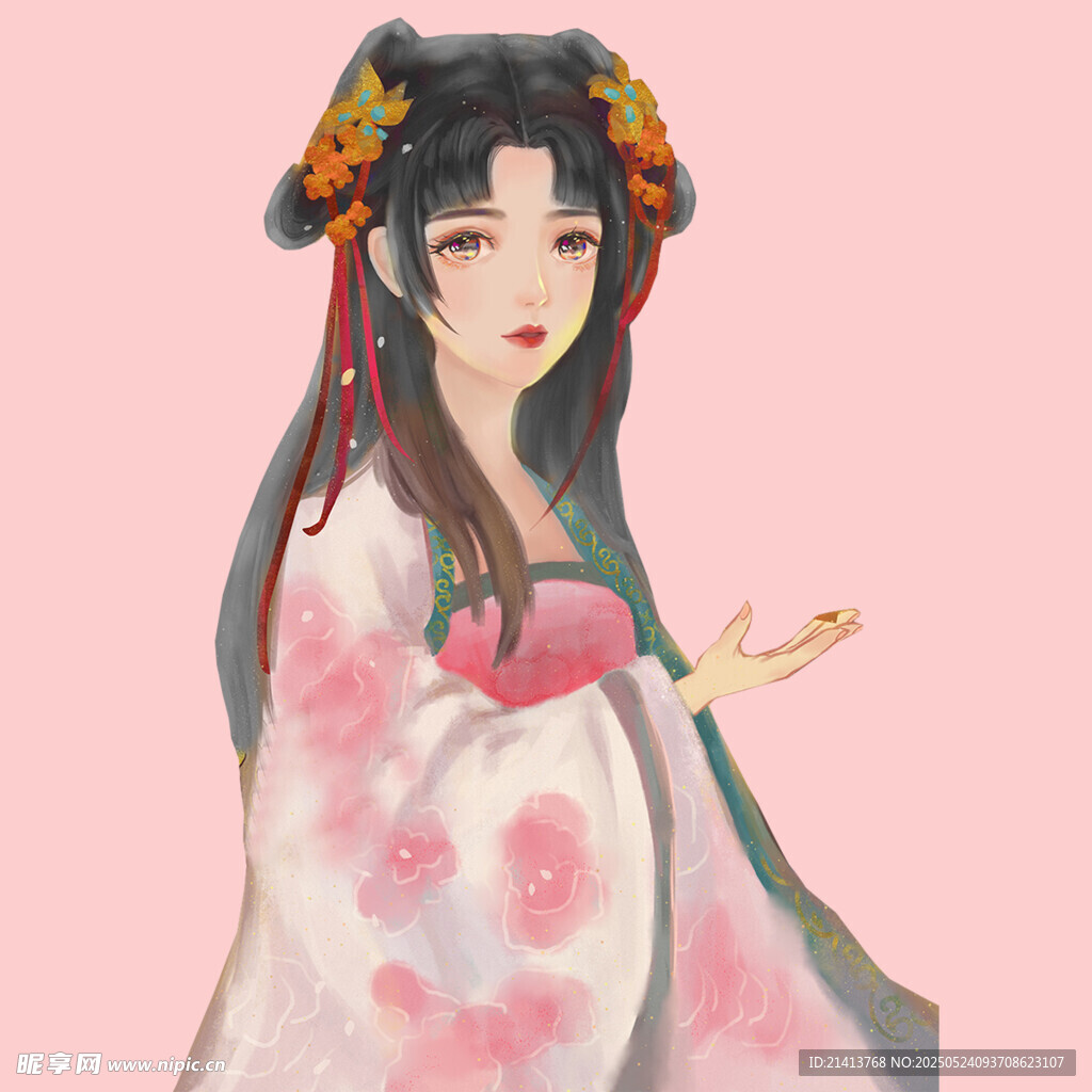 古風(fēng)漢服女子優(yōu)雅持物