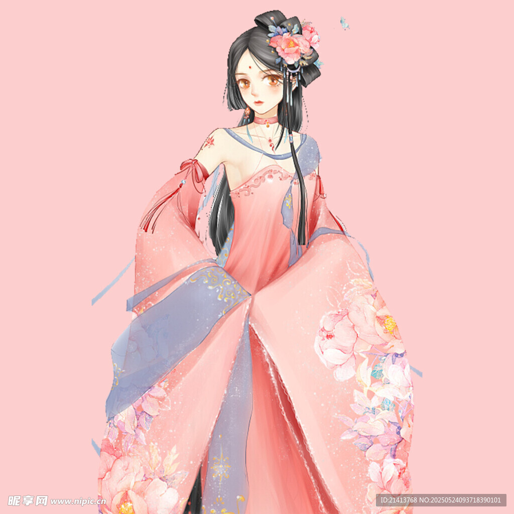 古風(fēng)漢服少女優(yōu)雅立姿