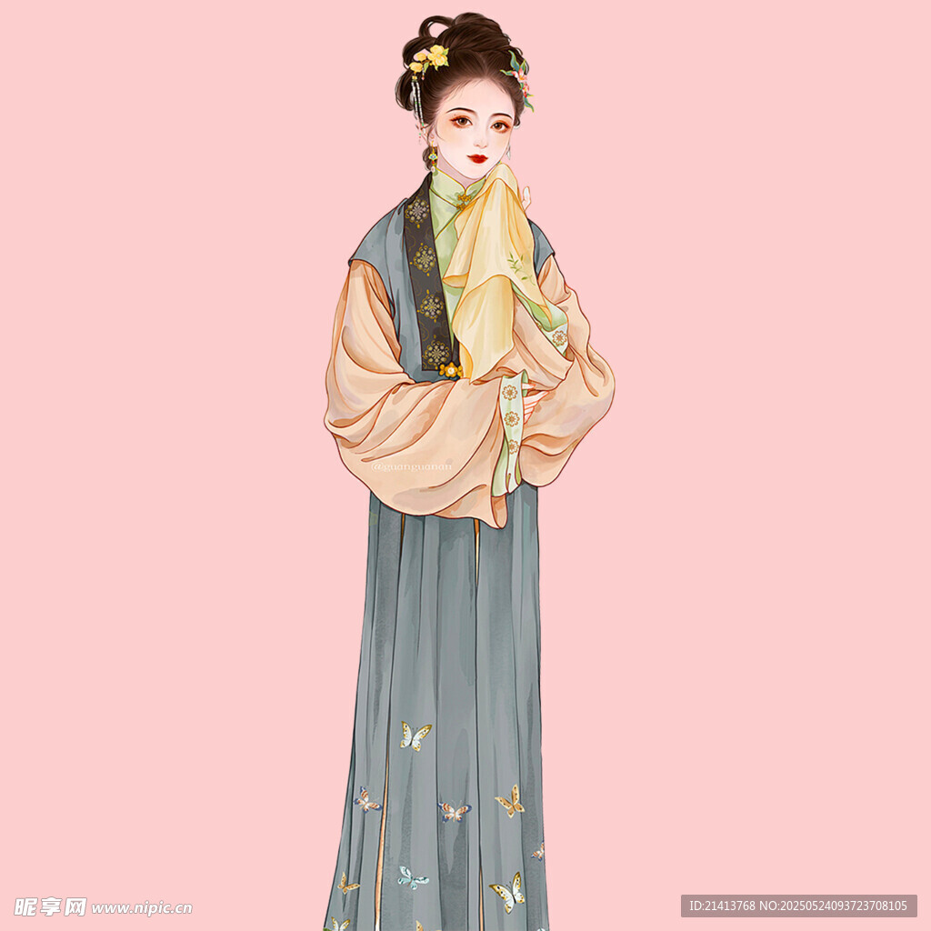 古風(fēng)漢服女子優(yōu)雅立姿