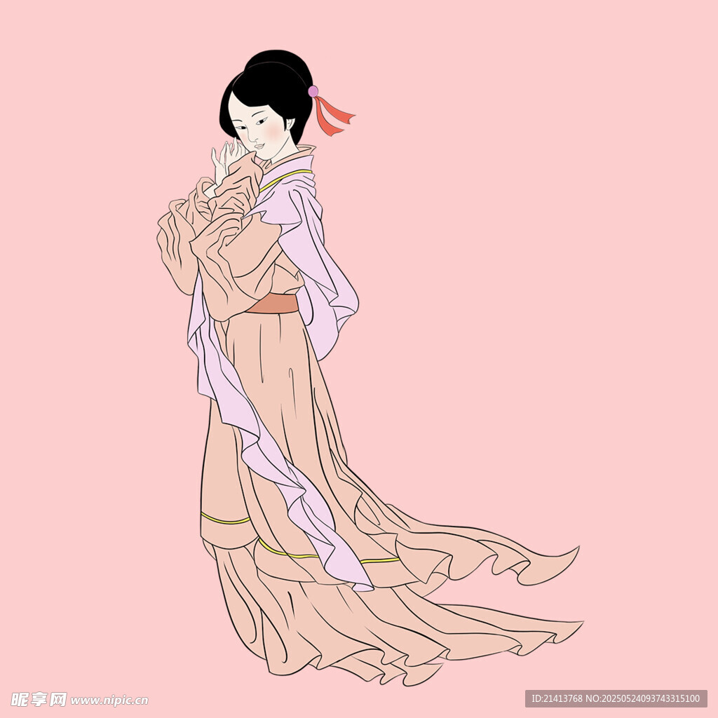 古風漢服女子優雅轉身