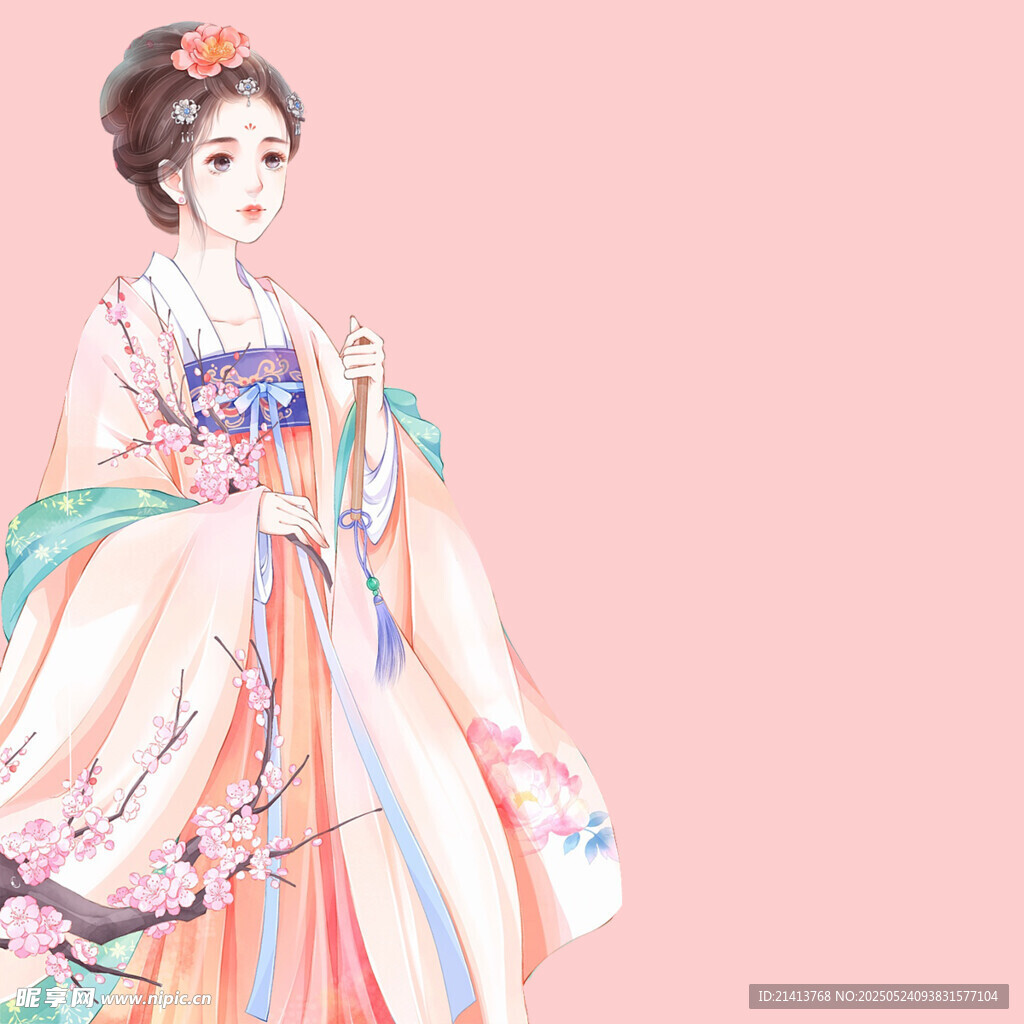 古風漢服女子優雅立姿