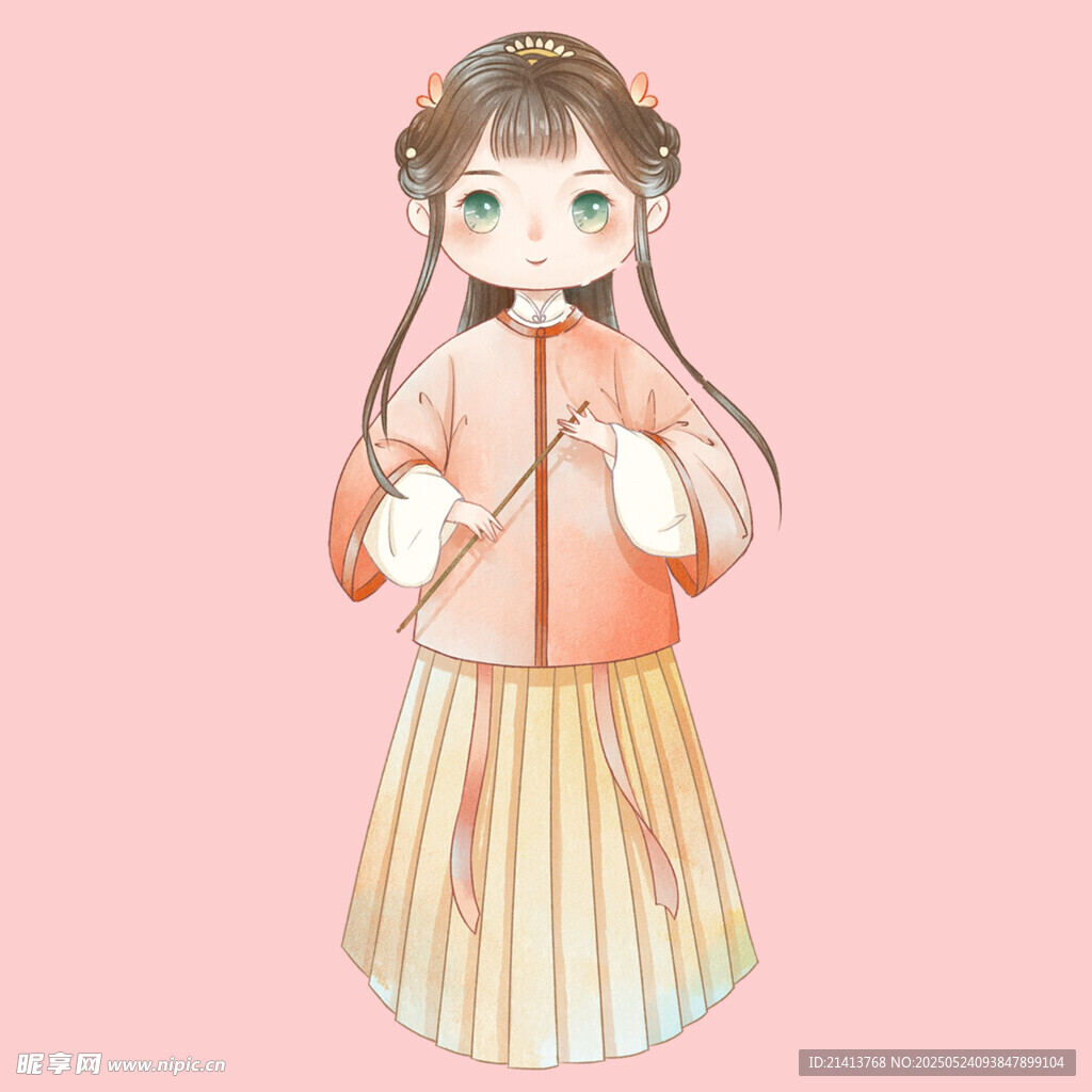 古風少女身著傳統服飾