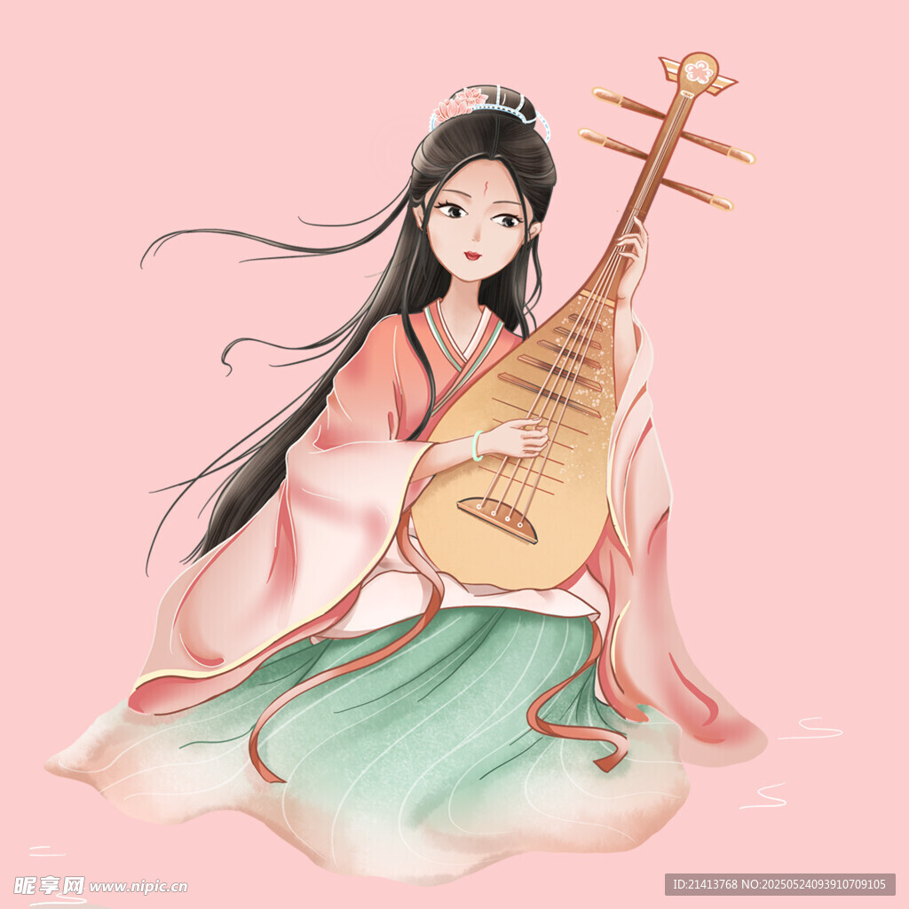 古風女子優雅彈奏琵琶
