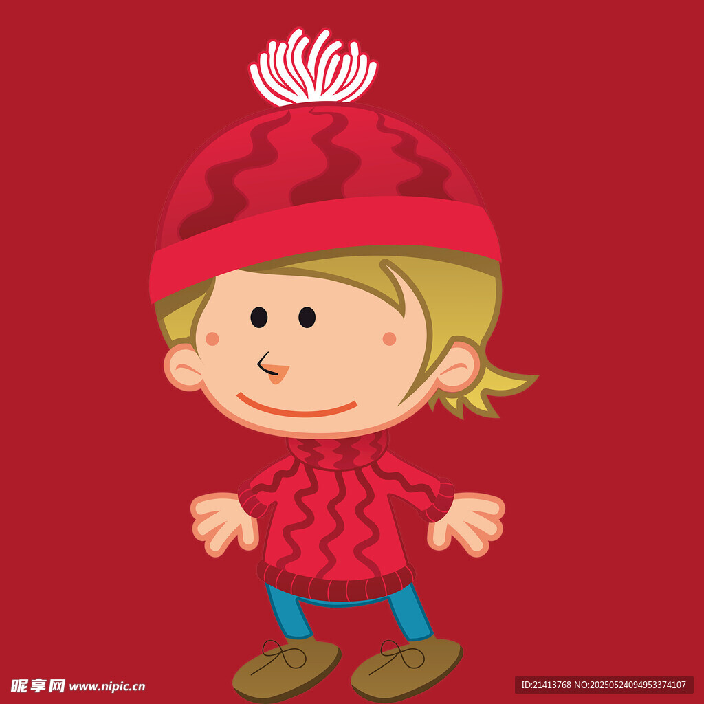 戴帽紅衣小孩可愛形象