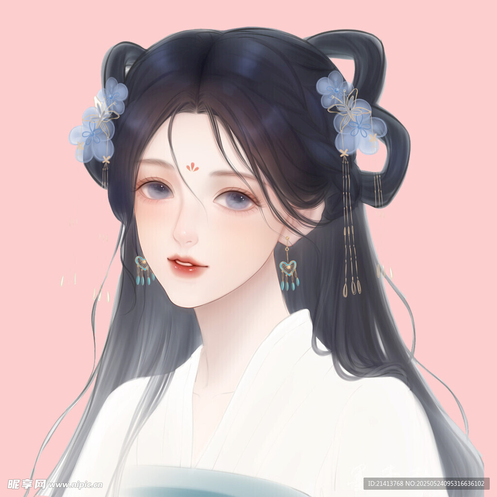 古風(fēng)美人發(fā)髻簪花圖