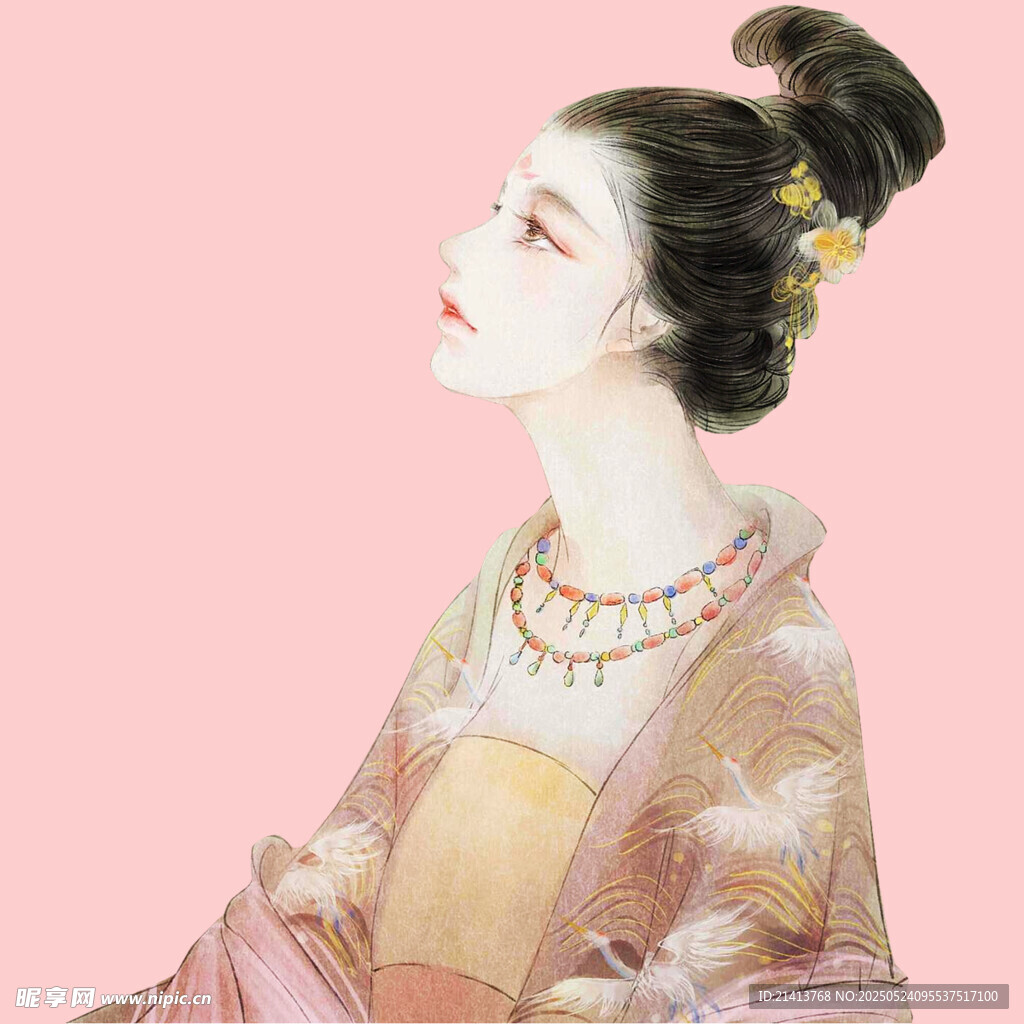 古風佳人側顏優雅裝扮