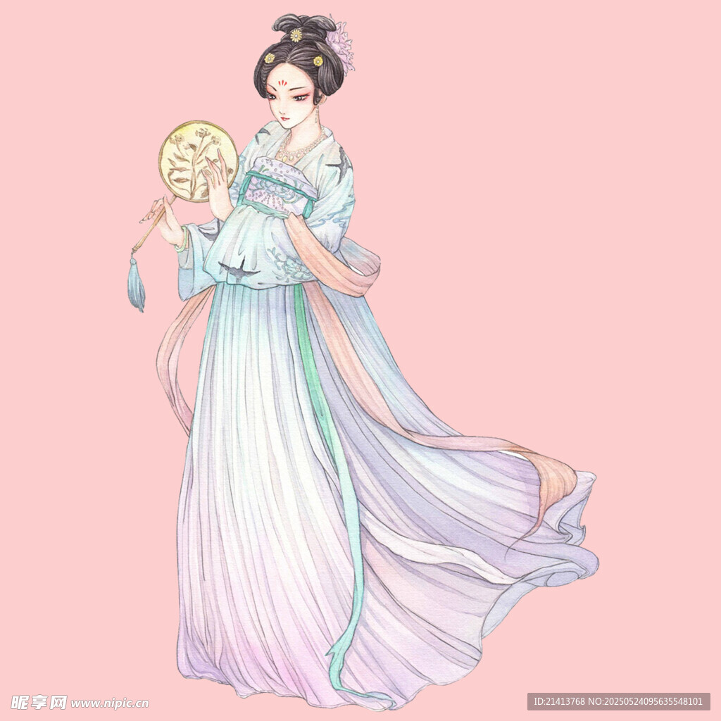 古風持扇優雅古典美人