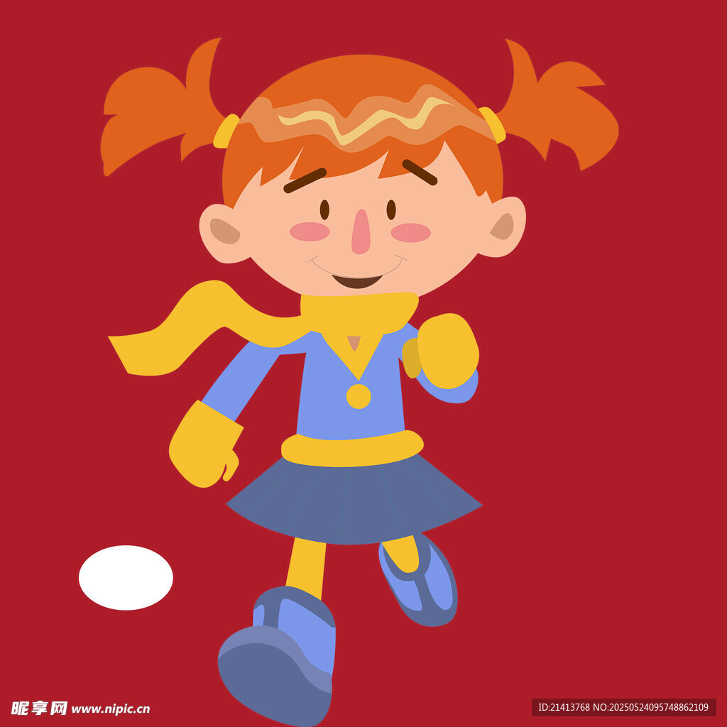 奔跑的雙馬尾小女孩