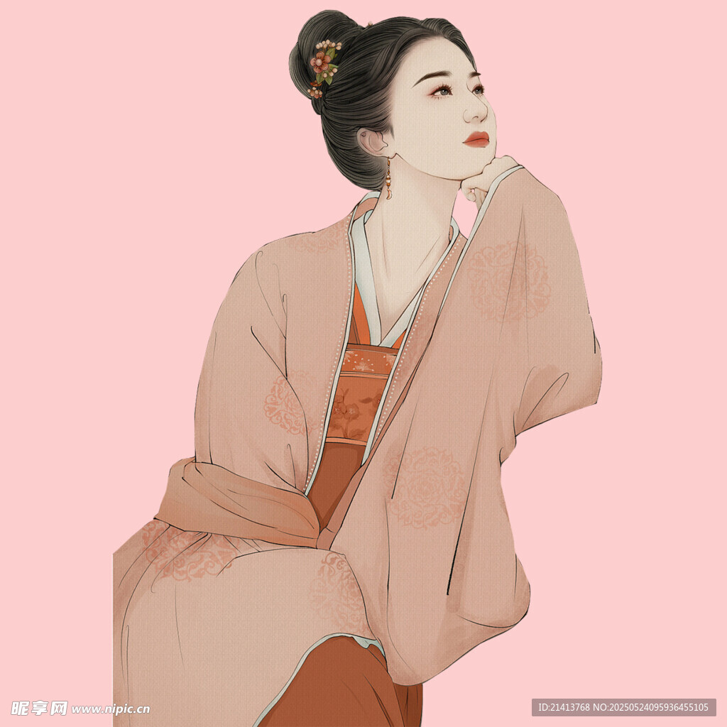 古風(fēng)女子優(yōu)雅側(cè)坐