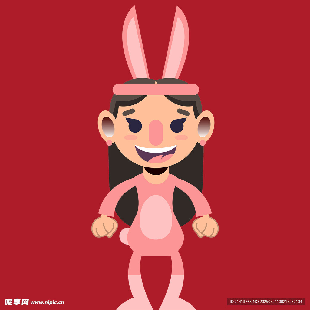 可愛兔子裝扮的卡通女孩