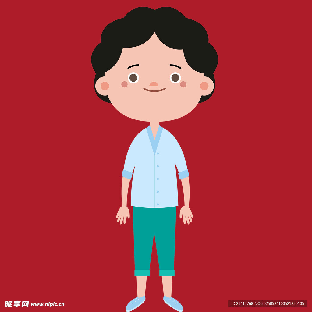 卡通風(fēng)格站立的短發(fā)人物