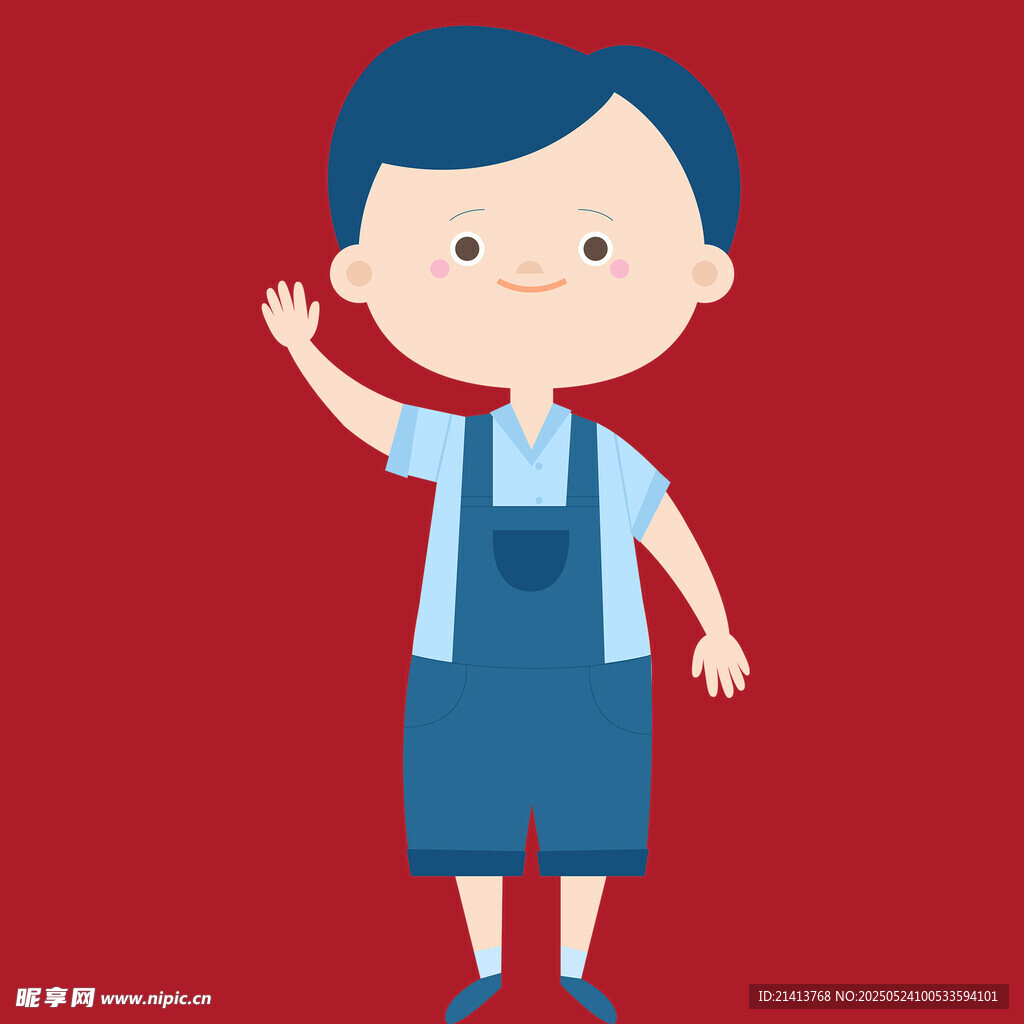 揮手的背帶褲小男孩