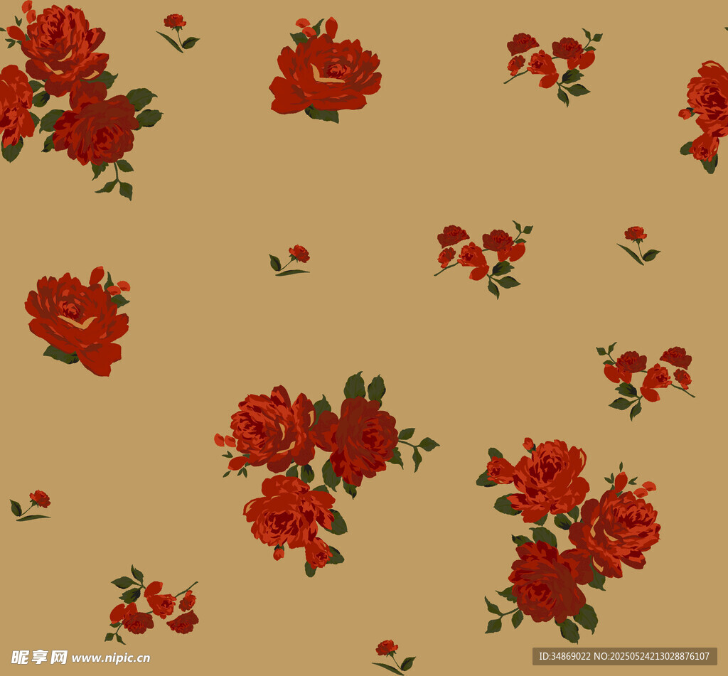 復(fù)古風(fēng)紅色花卉圖案背景