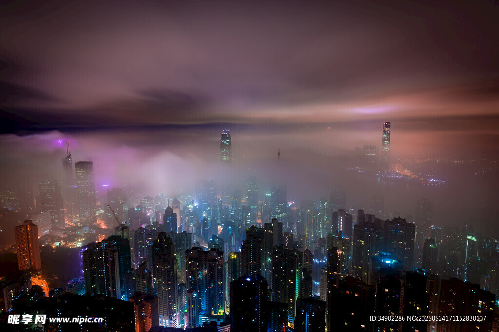夢幻都市夜景俯瞰圖