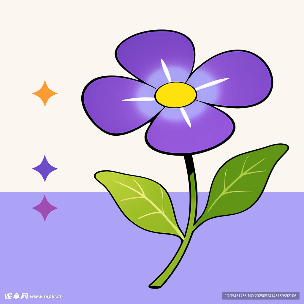 紫色小花插畫
