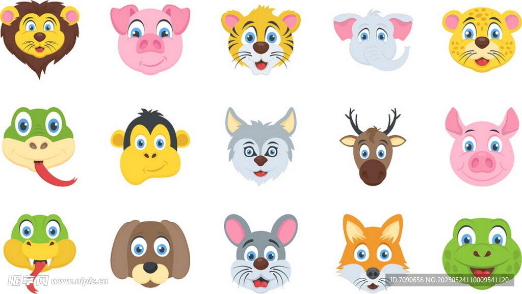 可愛動物表情圖標集合