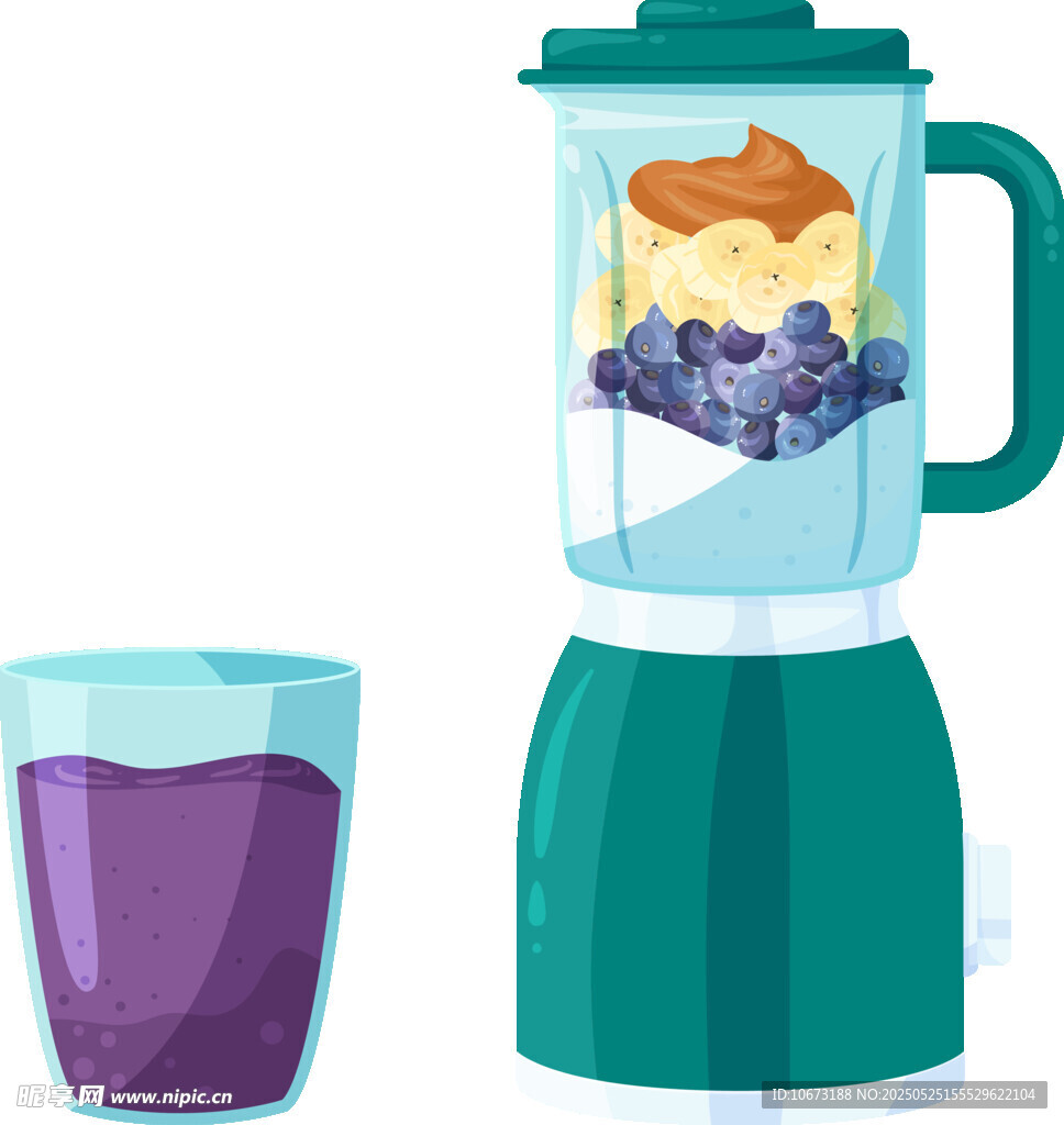綠色攪拌機制作藍莓飲品
