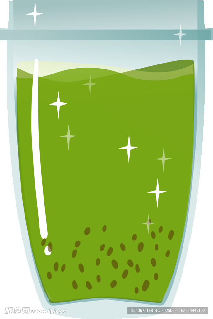 綠色飲品中的星星與顆粒