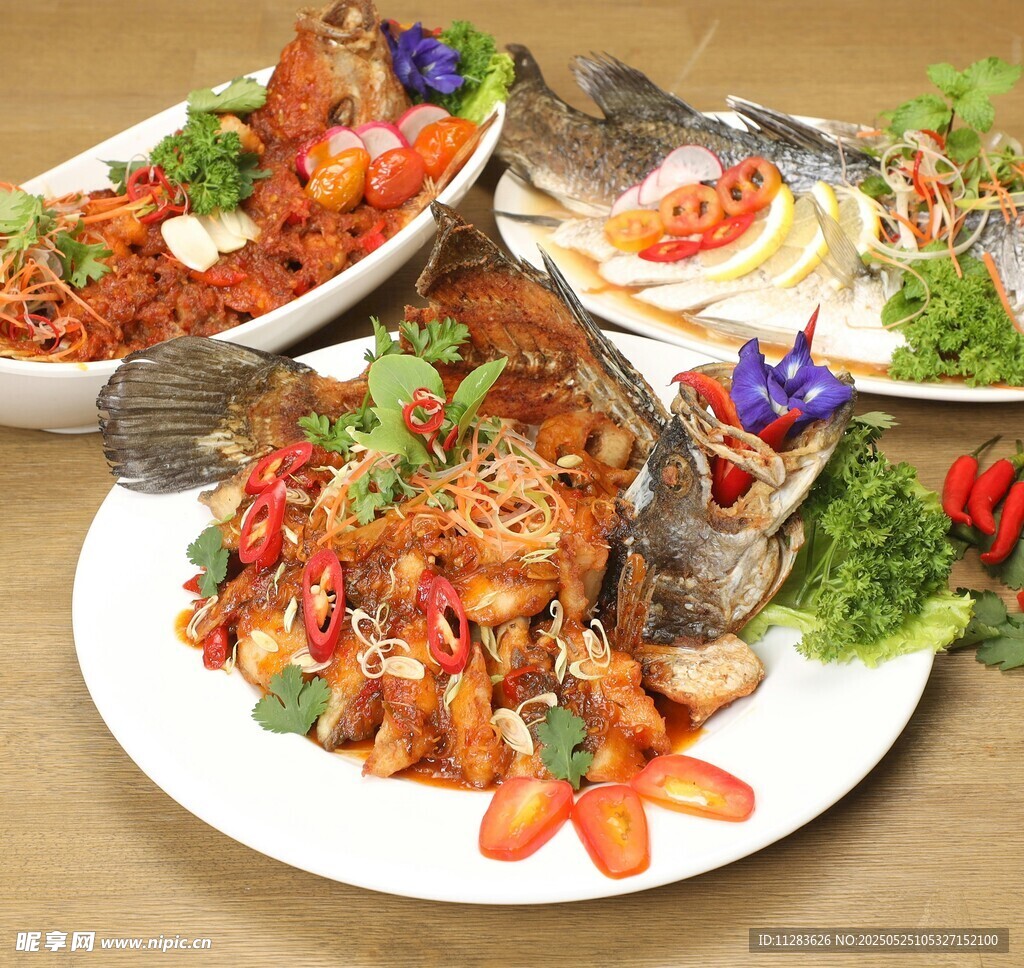 美味特色烤魚擺盤精致