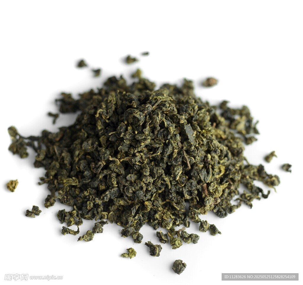 一堆新鮮的綠色茶葉